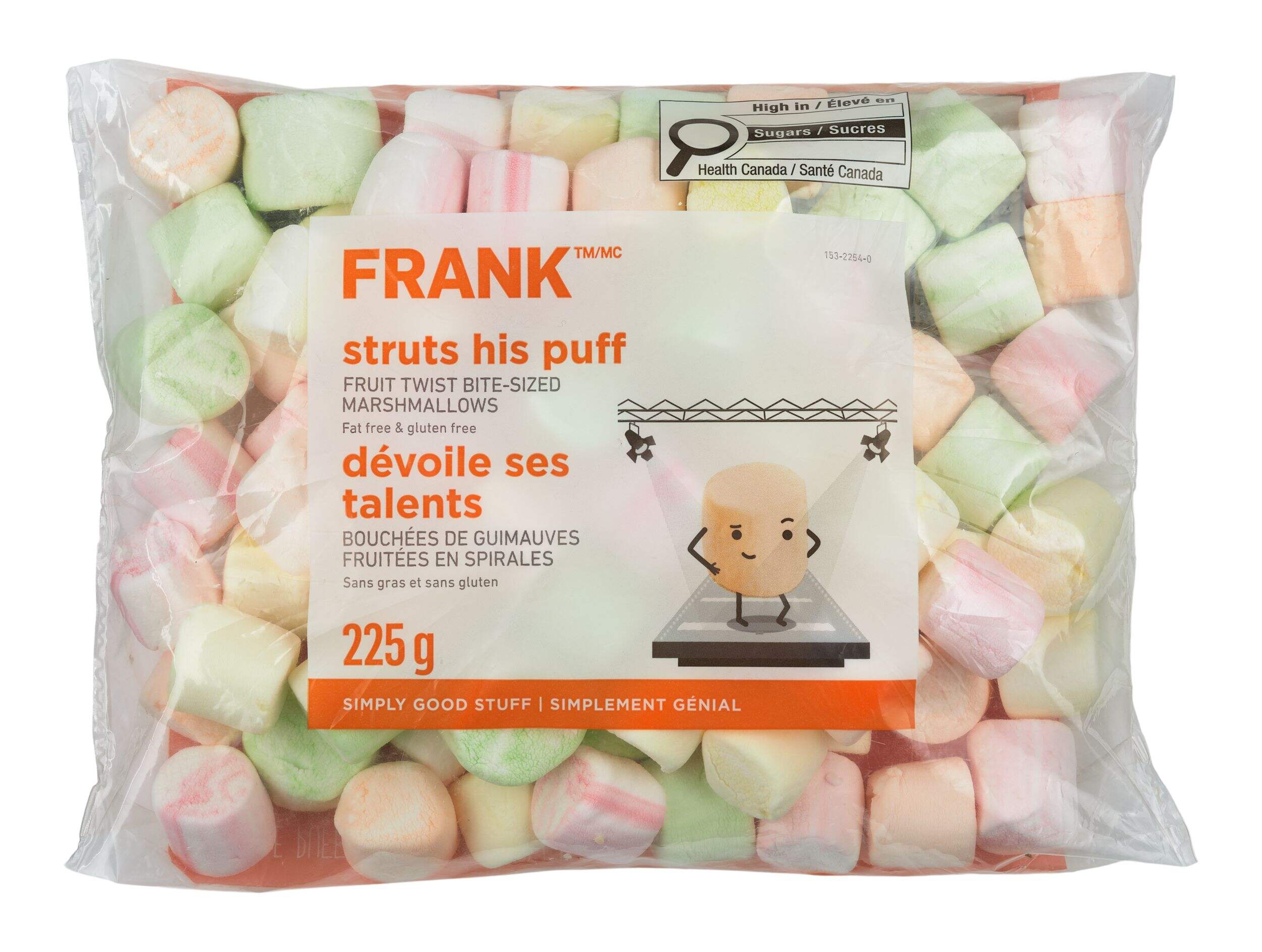FRANK struts his puff, Fruit Twist Bite-Sized Marshmallows, 225 g Front_Flat