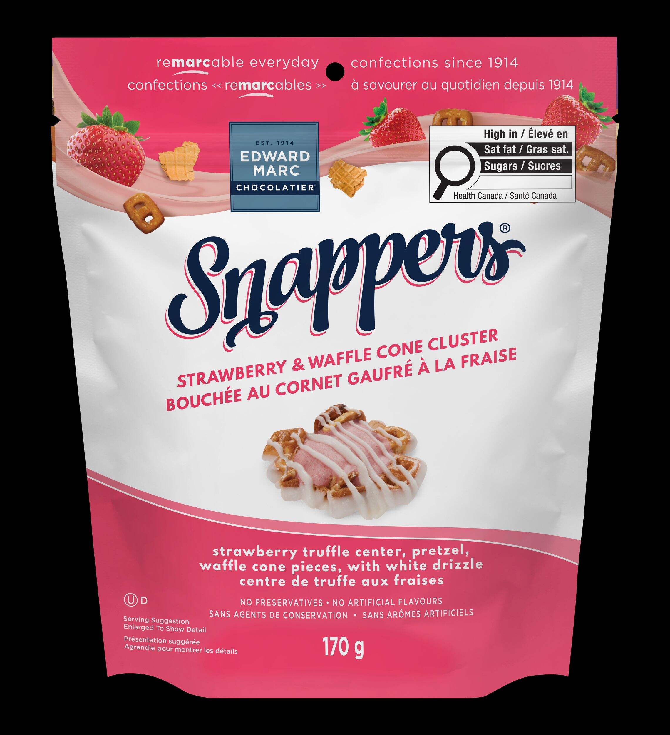Snappers Strawberry & Waffle Cone Cluster, 170-g Front_Flat