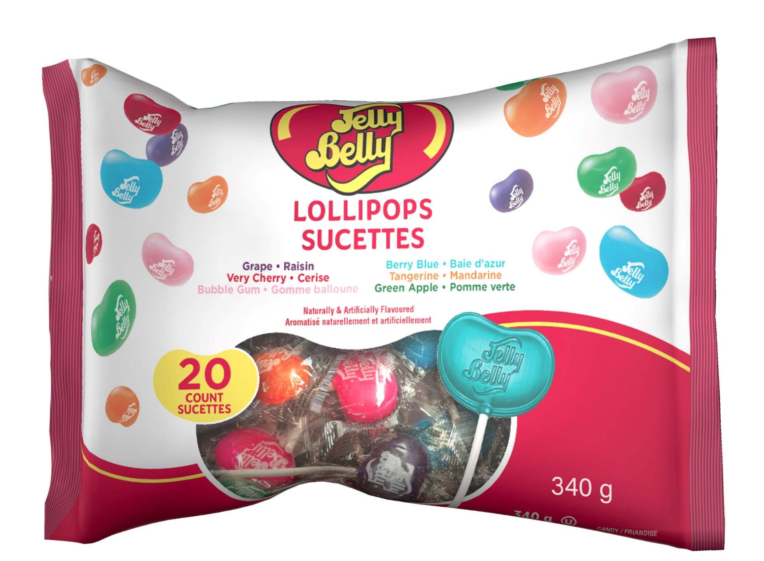Jelly Belly Jelly Bean Shaped Lollipops, 6 Assorted Jelly Belly Flavours, 20-pk Front_Flat