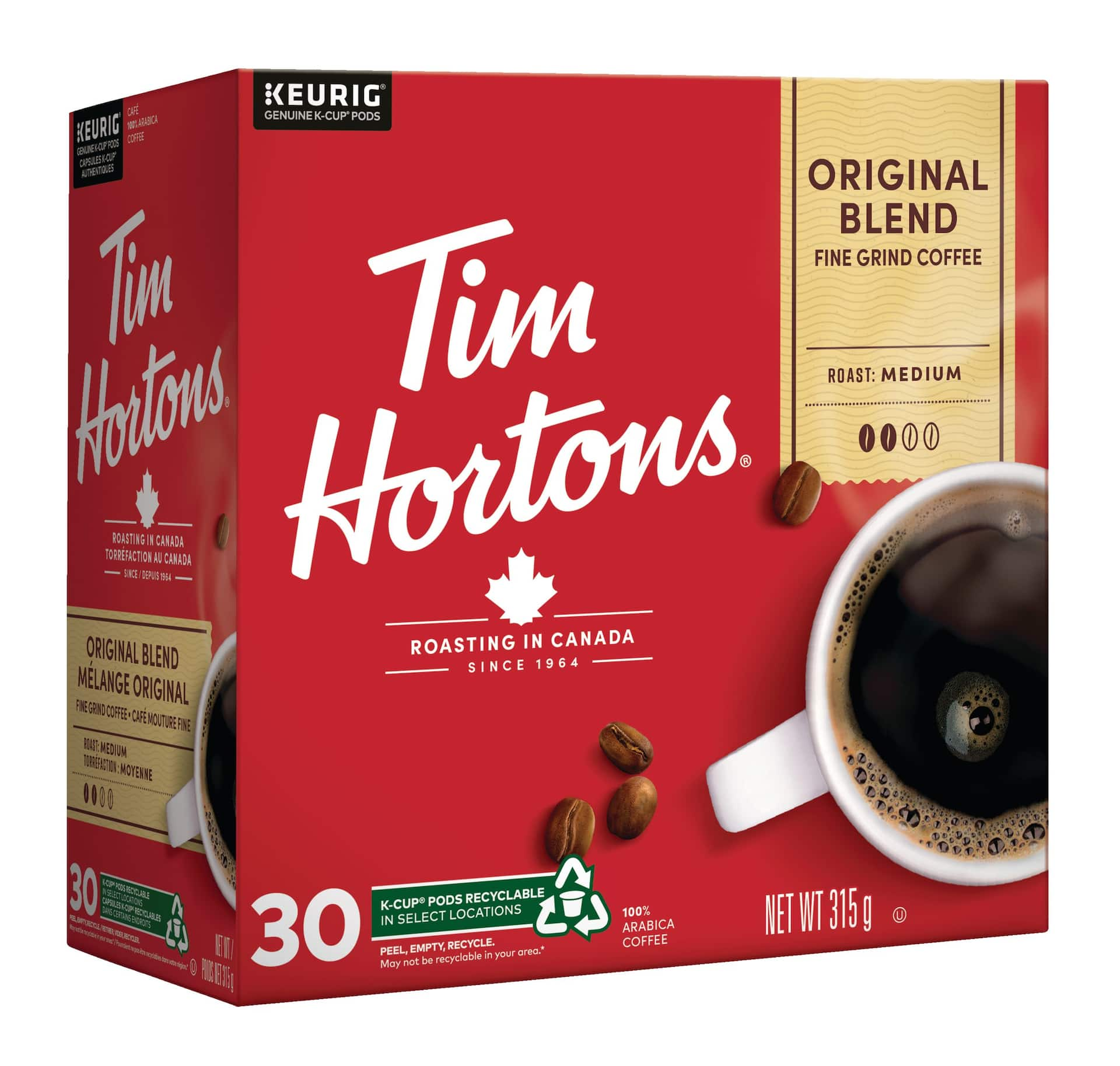 Keurig 30 pk Tim Horton s Original Blend Fine Grind Roast K Cup Coffee Pods 315 g Party City