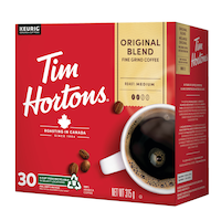 Keurig 30-pk Tim Horton's Original Blend Fine Grind Roast K-Cup® Coffee Pods, 315-g Front_Angled_Left