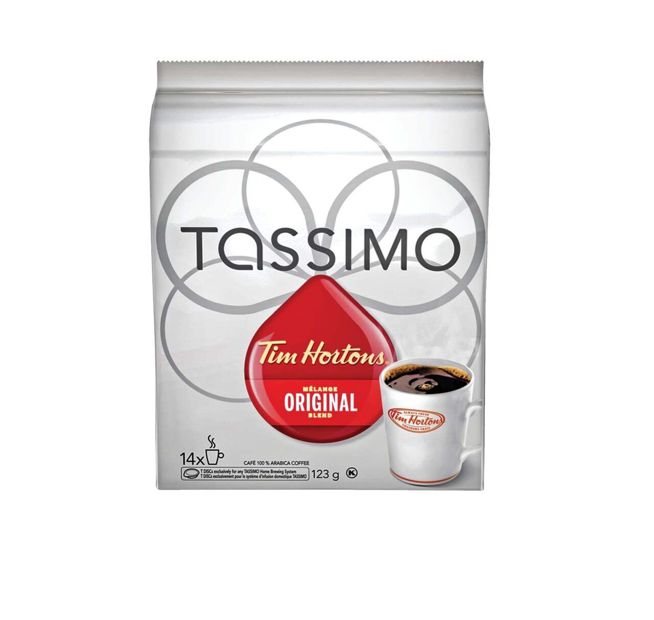 Dosettes de café T-Disc Tassimo mélange original Tim Hortons, 123