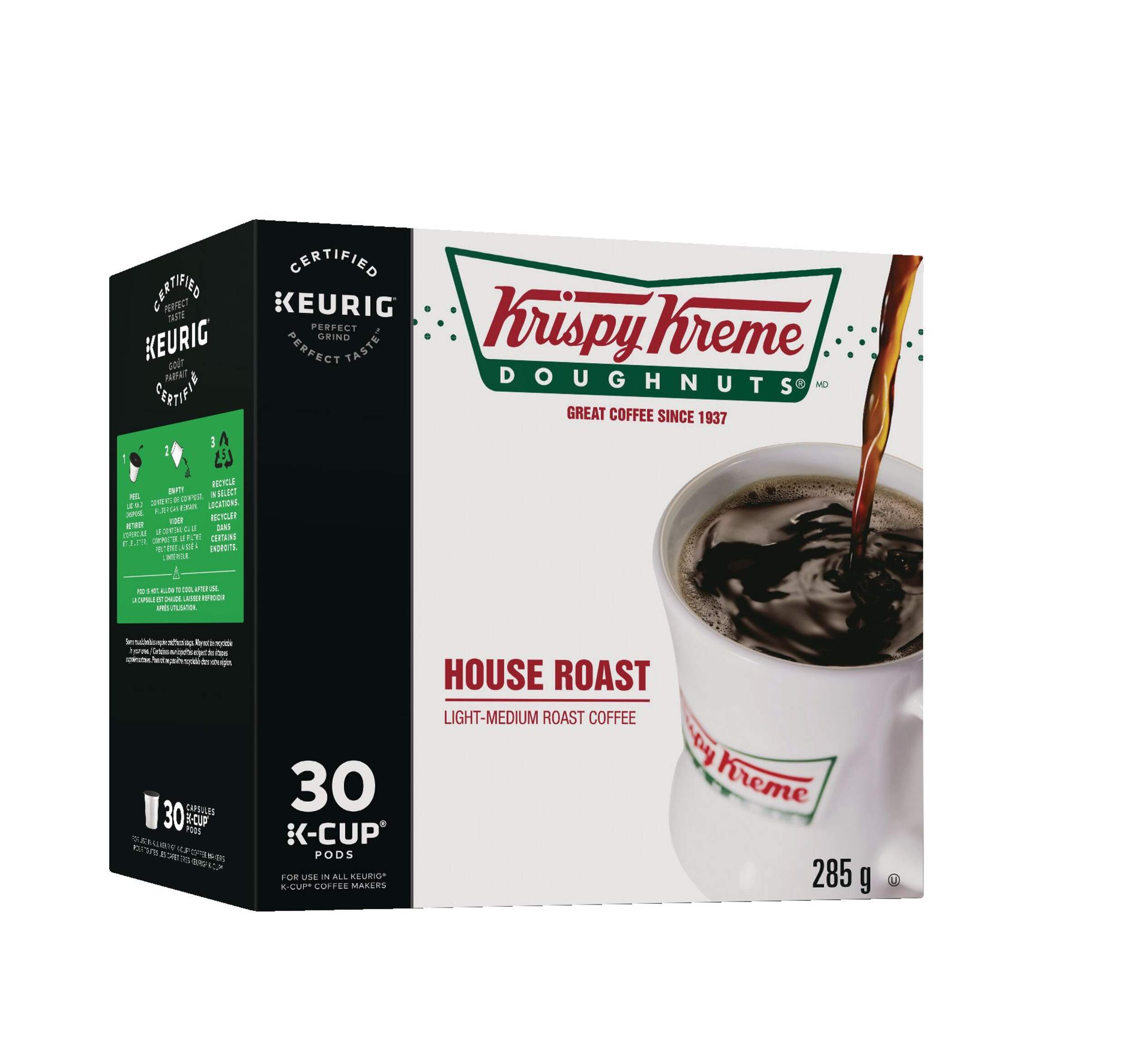 Keurig Krispy Kreme House Light Medium Roast K-Cup® Coffee Pods, 285-g, 30-pk Front_Three_Fourths_Angled_Right