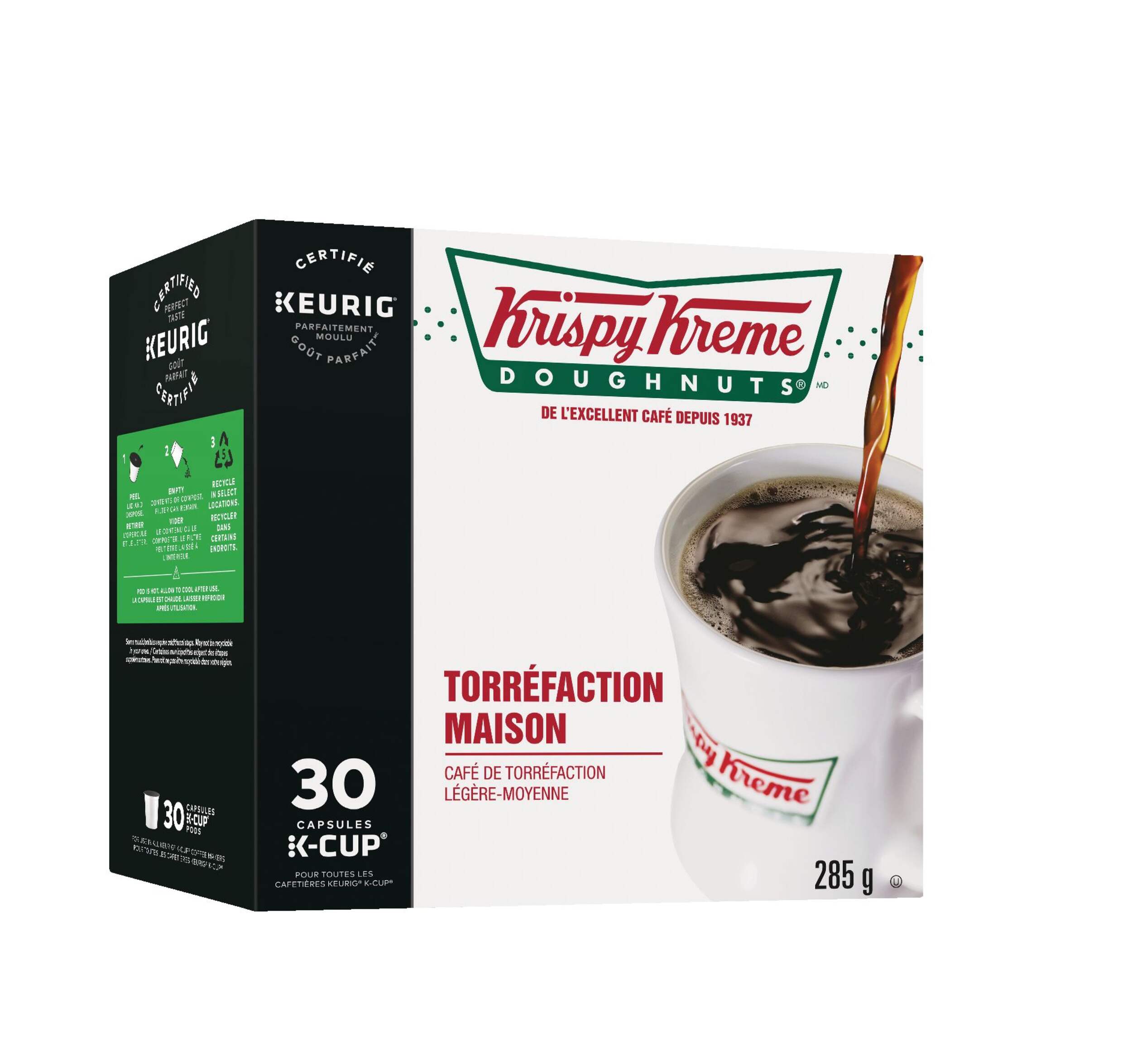 Dosettes de café K-Cup torréfaction maison légère-moyenne Keurig Krispy Kreme, 285 g, paq. 30 Front_Angled_Right