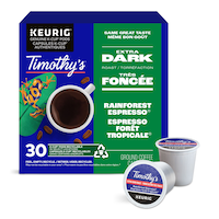 Keurig Timothy's Rainforest Espresso Extra Dark Roast K-Cup® Coffee Pods, 318-g, 30-pk Front_Elevated