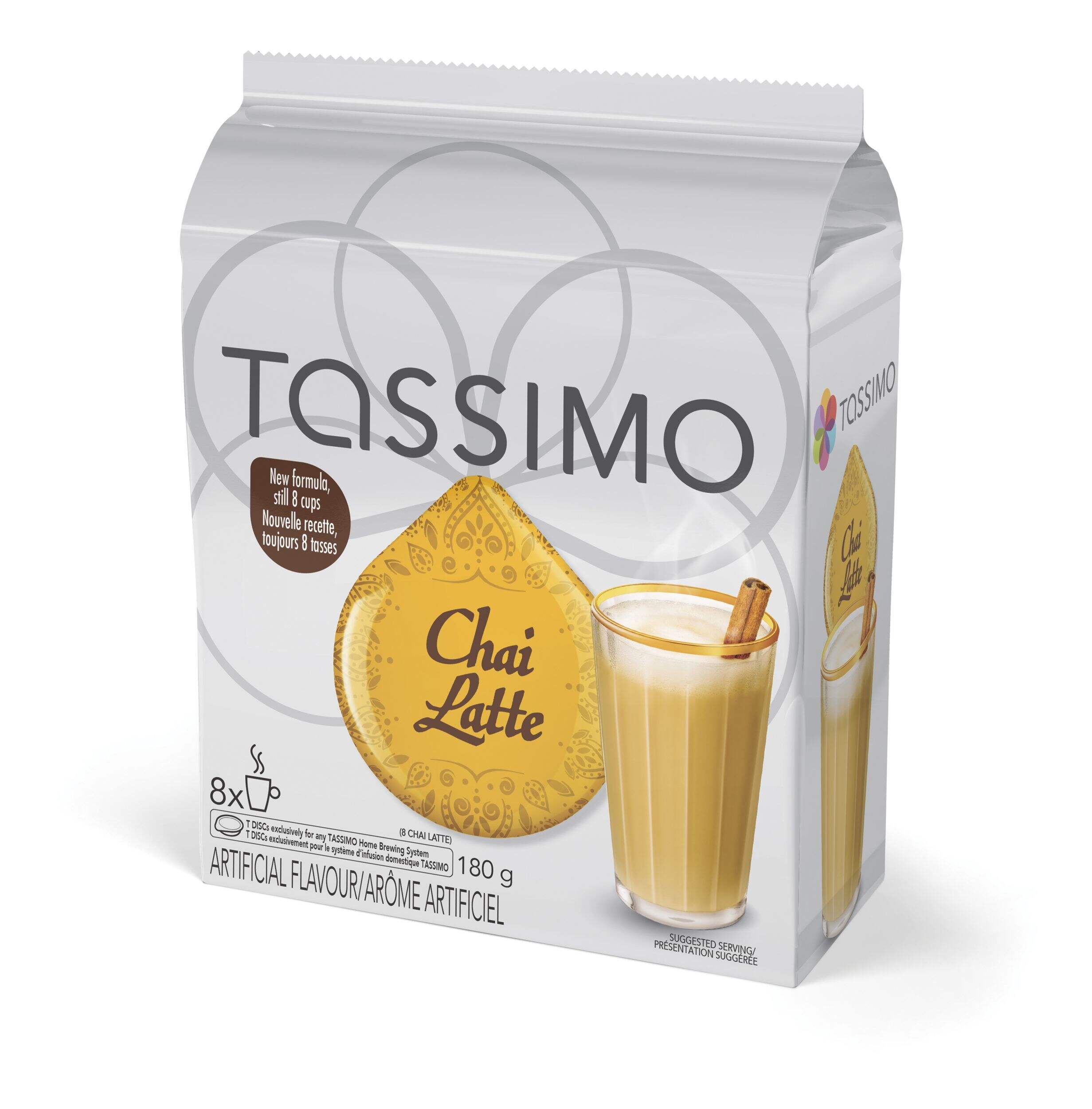 Tassimo Chai Latte T-Discs, 180-g, 8-pk Front_Angled_Left