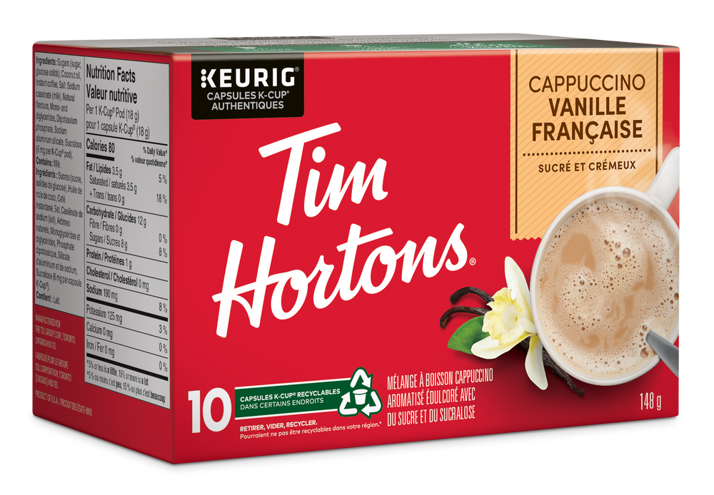 Dosettes K-Cup Keurig Tim Horton, cappuccino à la vanille française doux et  crémeux, 148 g, paq. 10