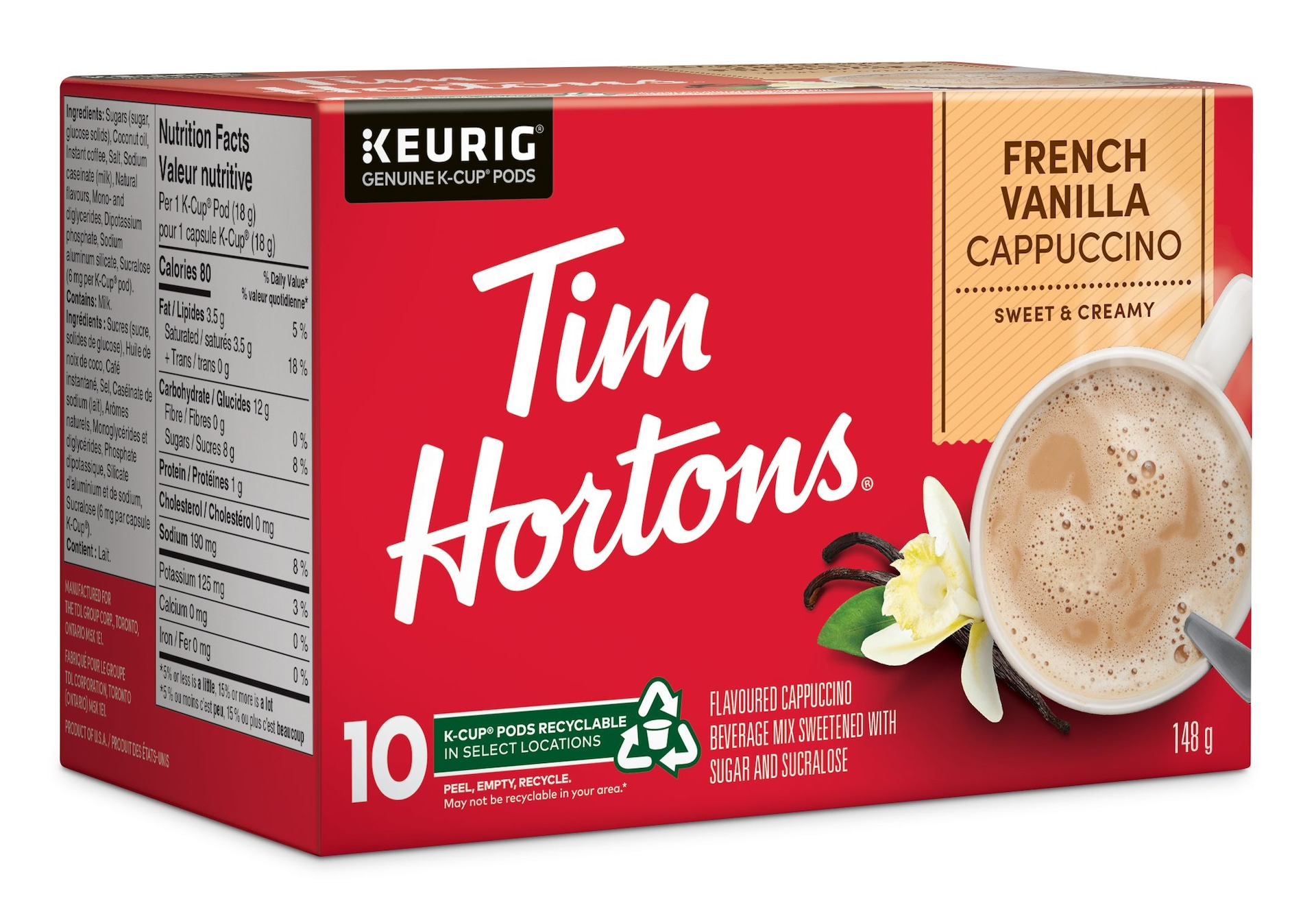 Keurig 10pk Tim Hortons French Vanilla Cappuccino Sweet & Creamy KCup