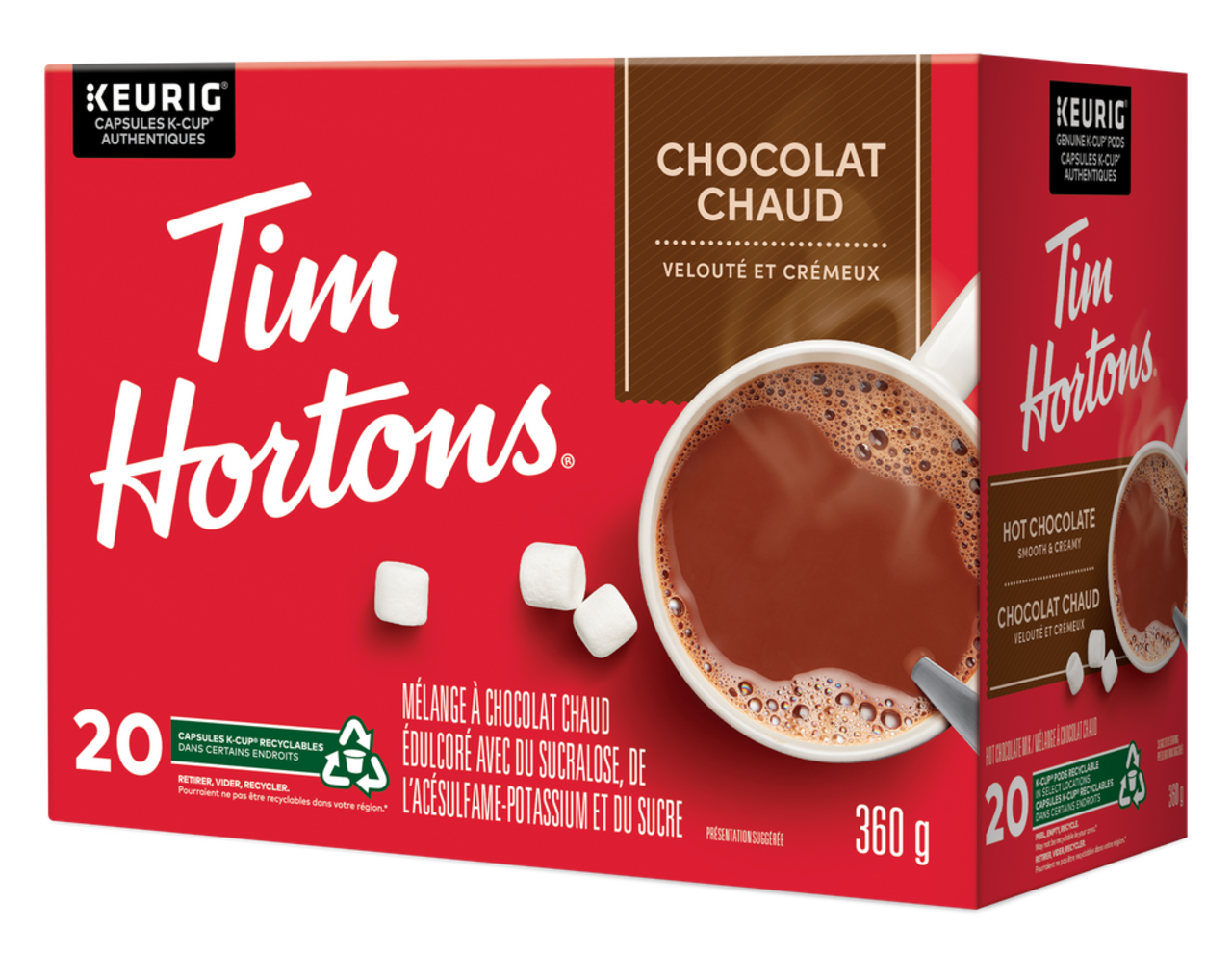 Dosettes Keurig Tim Horton K-Cup mélange de chocolat chaud lisse et  crémeux, 360 g, paq. 20