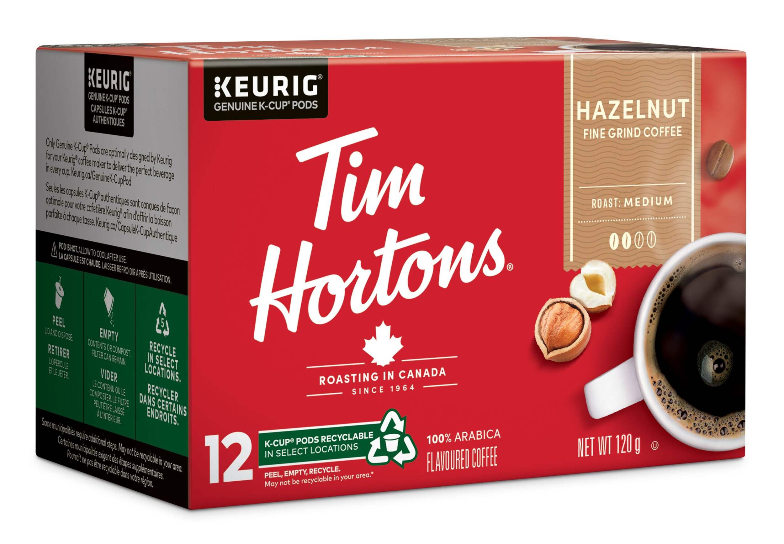 Keurig Tim Hortons Hazelnut Medium Roast K-Cup® Coffee Pods, 120-g, 12-pk Front_Angled_Right