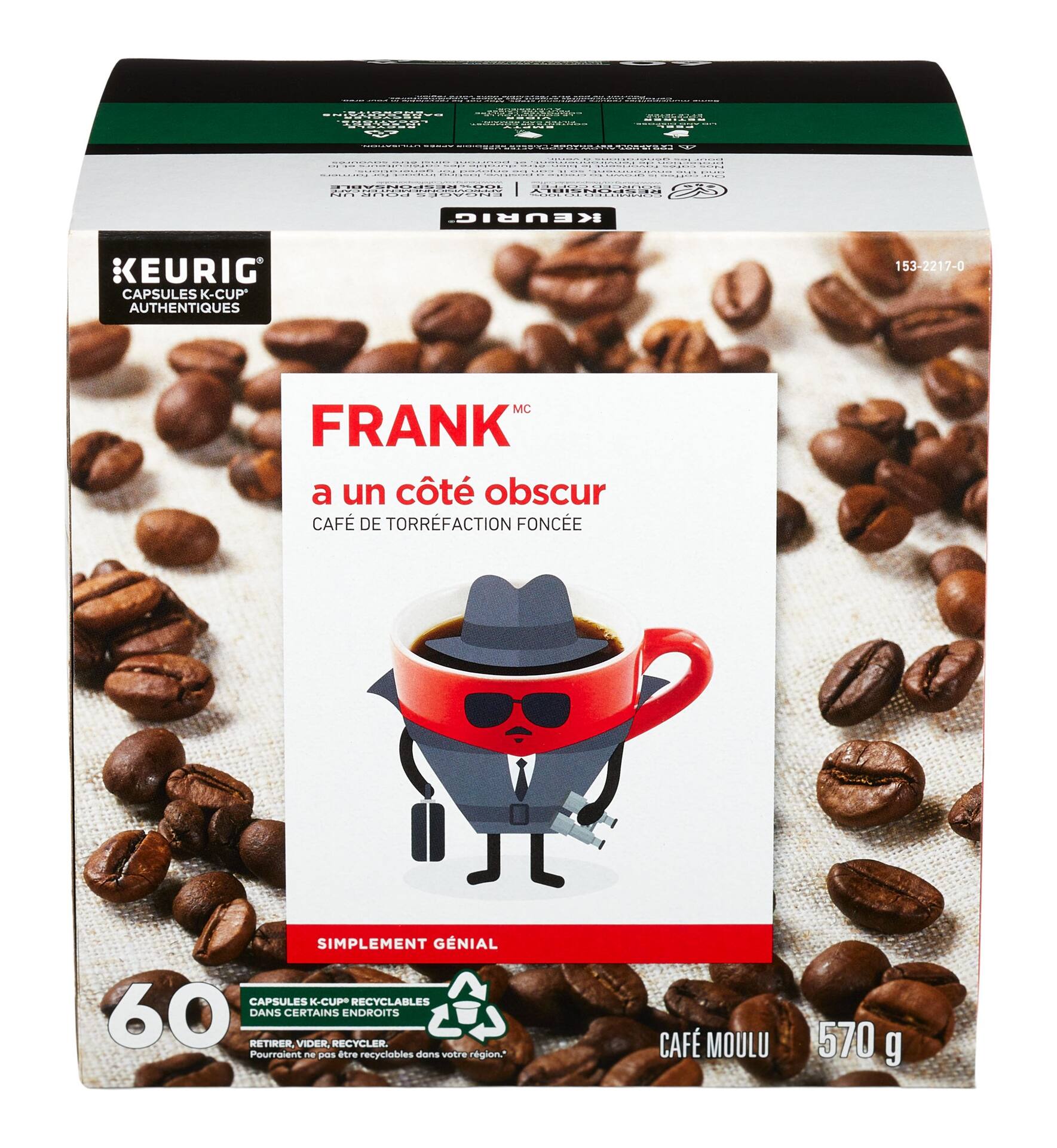 Dosettes de café K-Cup Keurig FRANK torréfaction foncée, 570 g, paq. 60