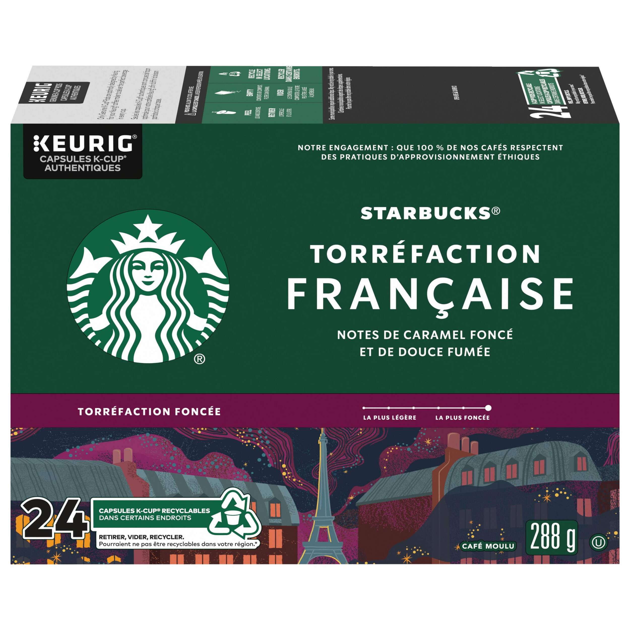 Dosettes de café K-Cup Keurig Starbucks torréfaction française, 288 g, paq. 24 Front_Elevated