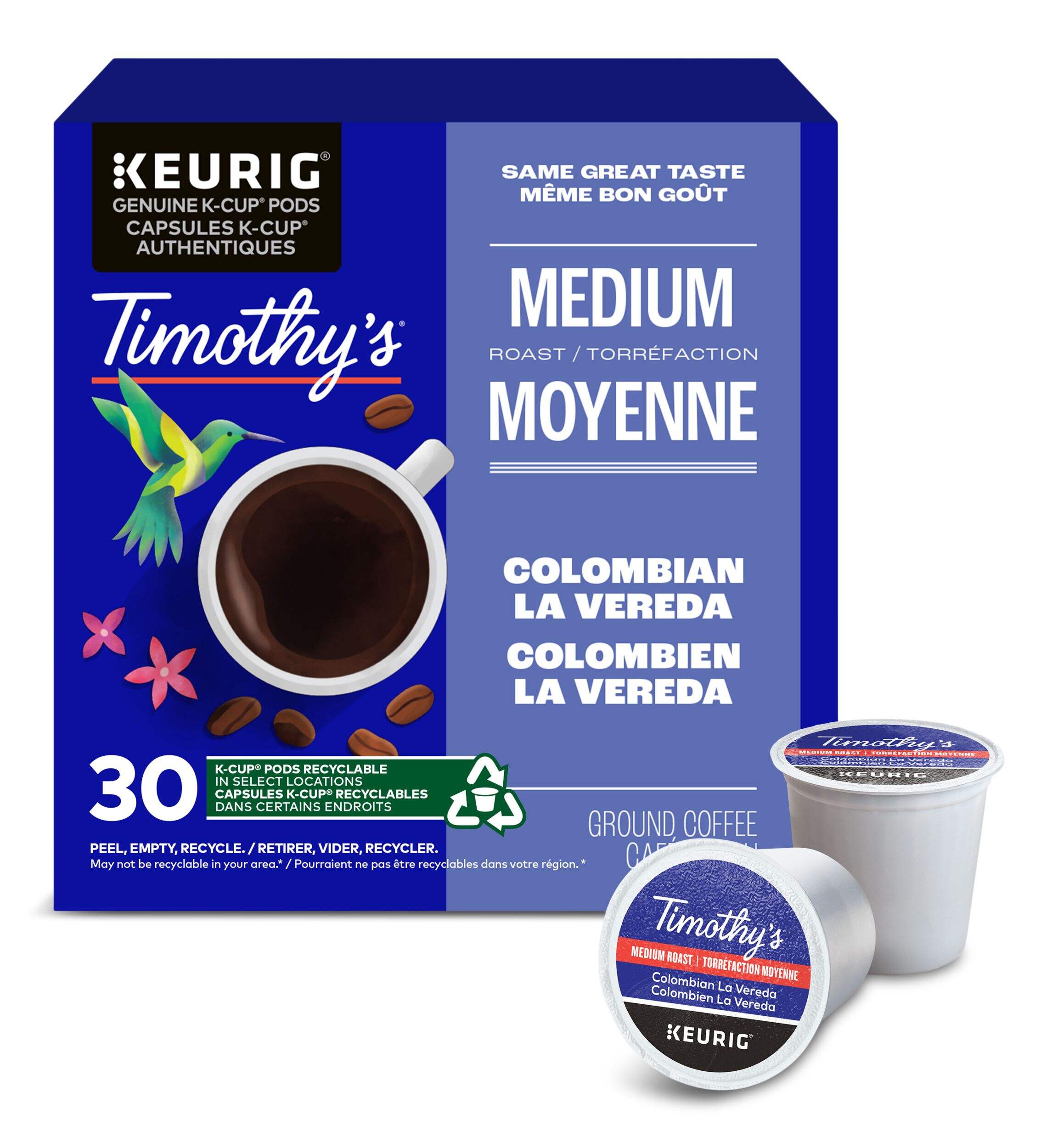 KeurigTimothy's Colombian La Vereda Medium Roast K-Cup® Coffee Pods, 270-g, 30-pk Front_Flat