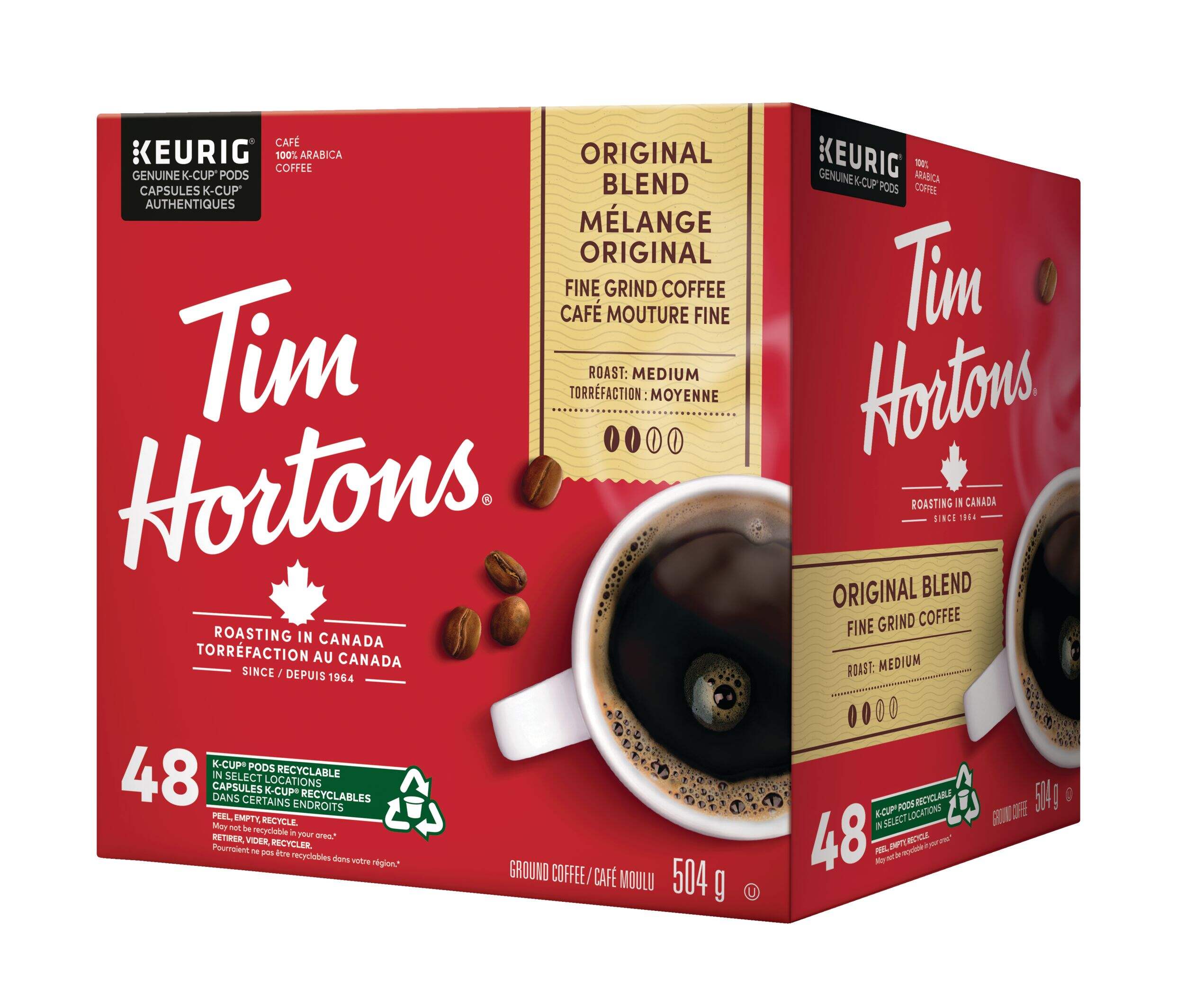 Keurig 48-pk Tim Horton's Original Blend Medium Roast K-Cup® Coffee Pods, 504-g, 48-pk Front_Angled_Left