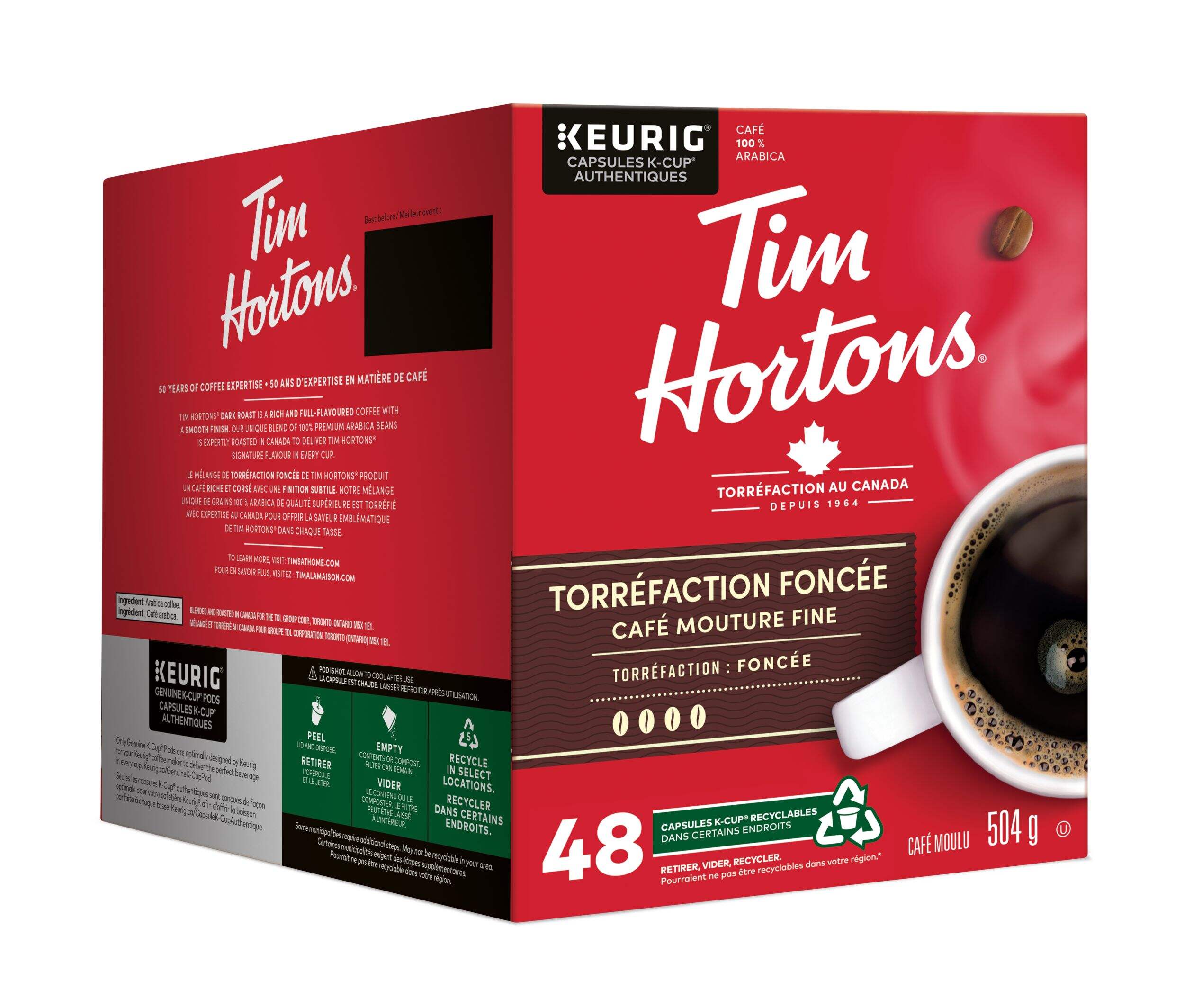 Dosettes de café K-Cup Keurig Tim Hortons, torréfaction foncée, 504 g, paq. 48 Back_Angled_Right