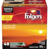 Keurig Folgers Morning Cafe® Light Roast K-Cup® Coffee Pods, 336-g, 48-pk Front_Elevated