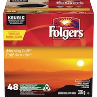 Dosettes de café K-Cup Keurig Folgers, café du matin de torréfaction légère 336 g, paq. 48