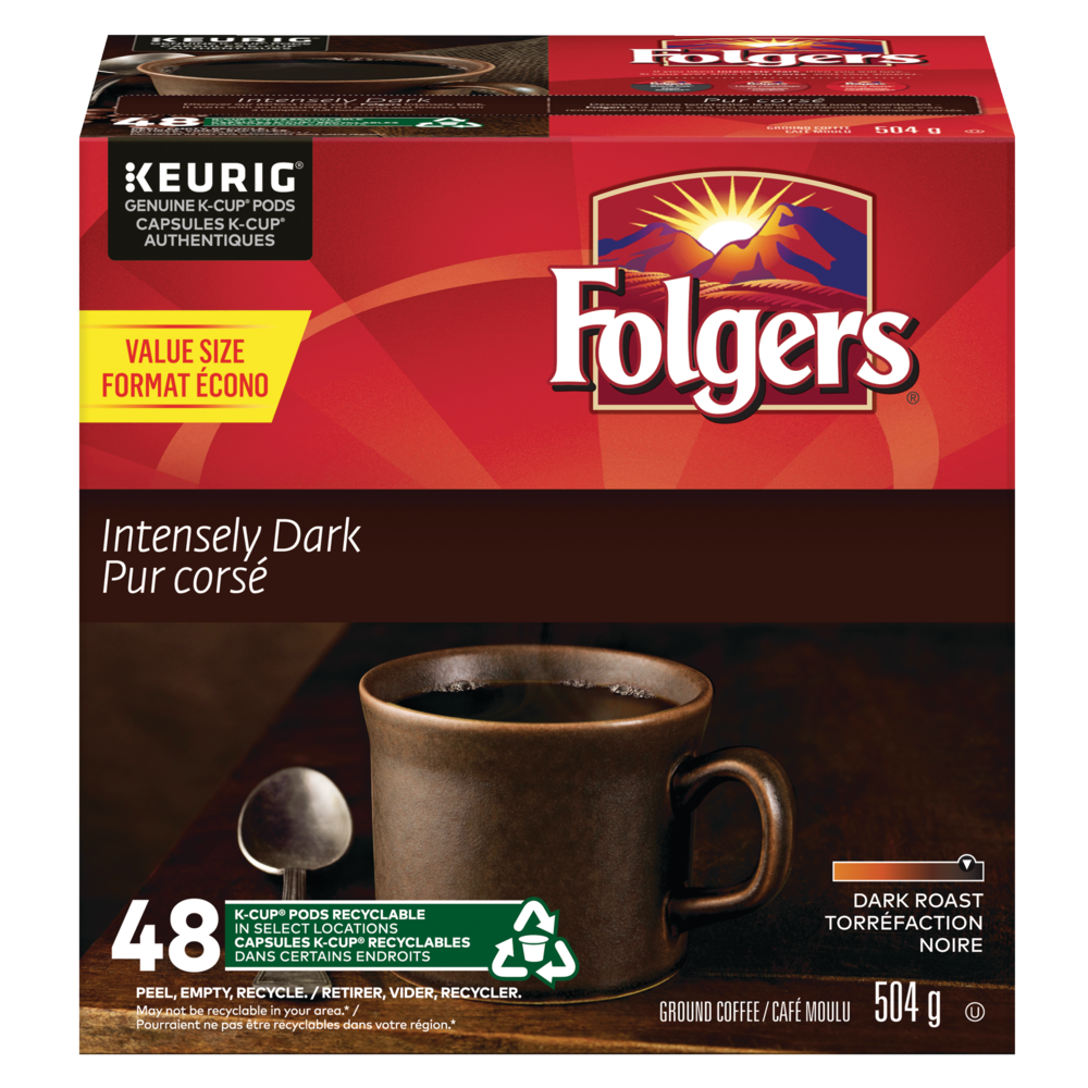 Keurig Folgers Intensely Dark Roast K-Cup® Coffee Pods, 504-g, 48