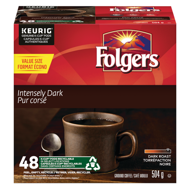 Keurig Folgers Intensely Dark Roast K-Cup® Coffee Pods, 504-g, 48-pk ...