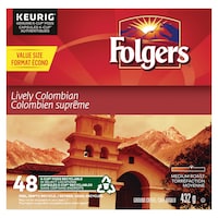 Keurig Folgers Lively Colombian Medium Roast K-Cup® Coffee Pods, 432-g, 48-pk