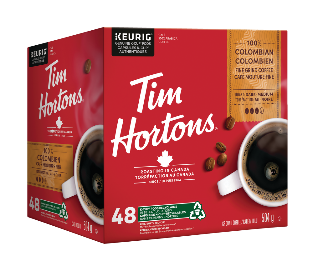 Keurig Tim Horton's 100 Colombian Dark Medium Roast KCup® Coffee Pods, 504g, 48pk Canadian