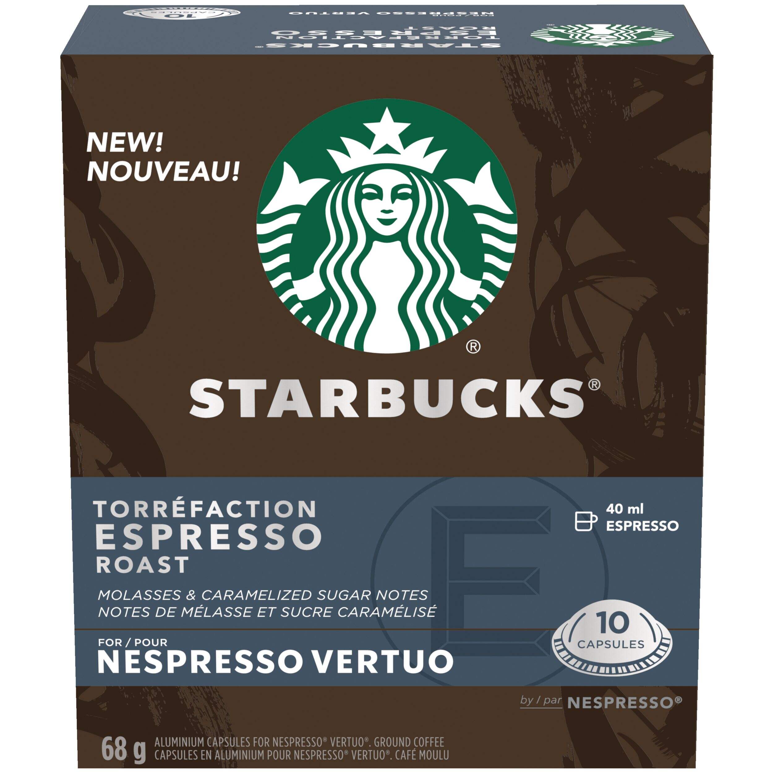 Capsules de café Nespresso Starbucks torréfaction espresso Vertuo, 68 g, paq. 10 Front_Elevated