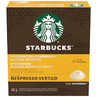 Nespresso Starbucks Vertuo, Blonde Espresso Coffee Capsules, 68-g, 10-pk