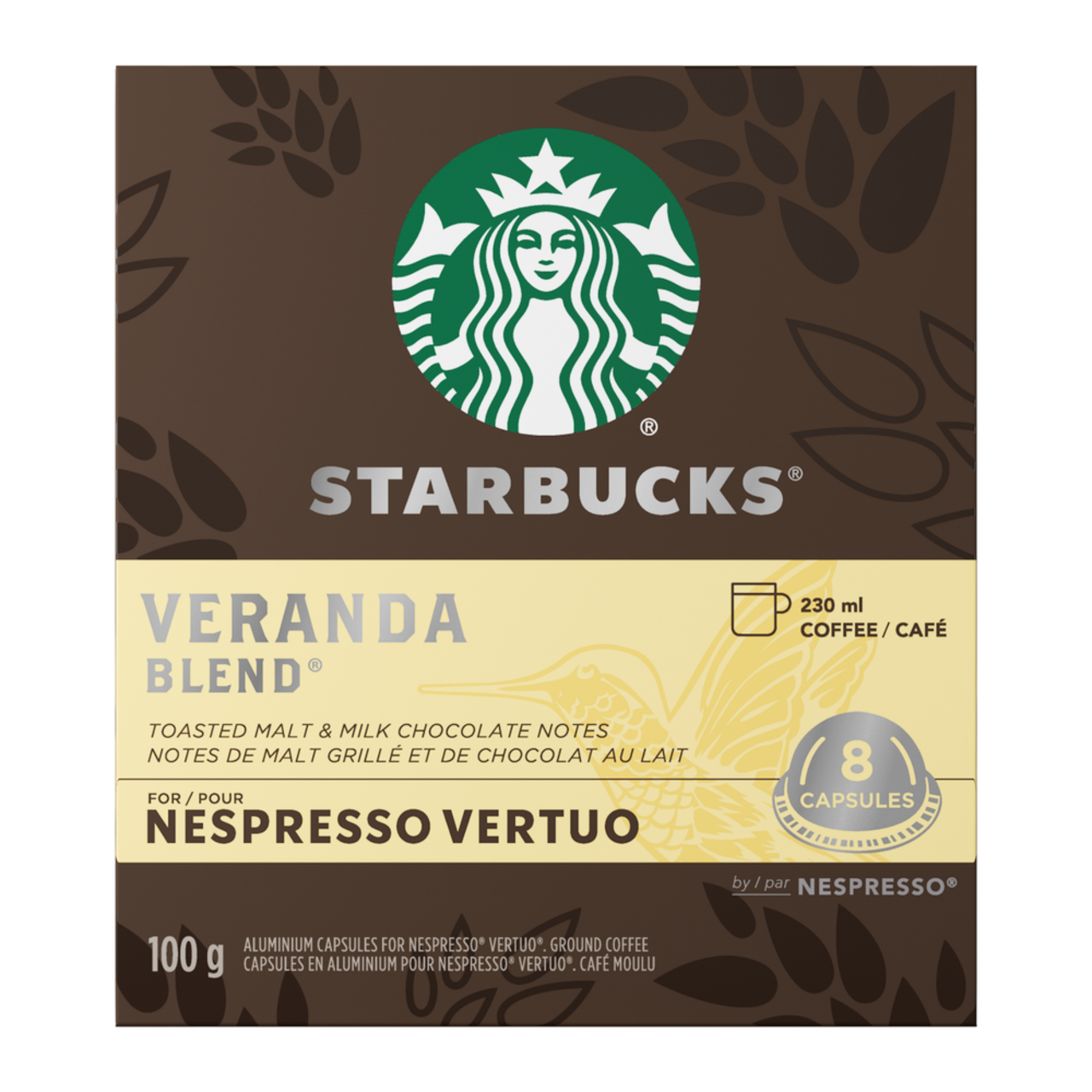 Nespresso Starbucks Vertuo Veranda Blend Coffee Capsules, 100-g, 8-pk