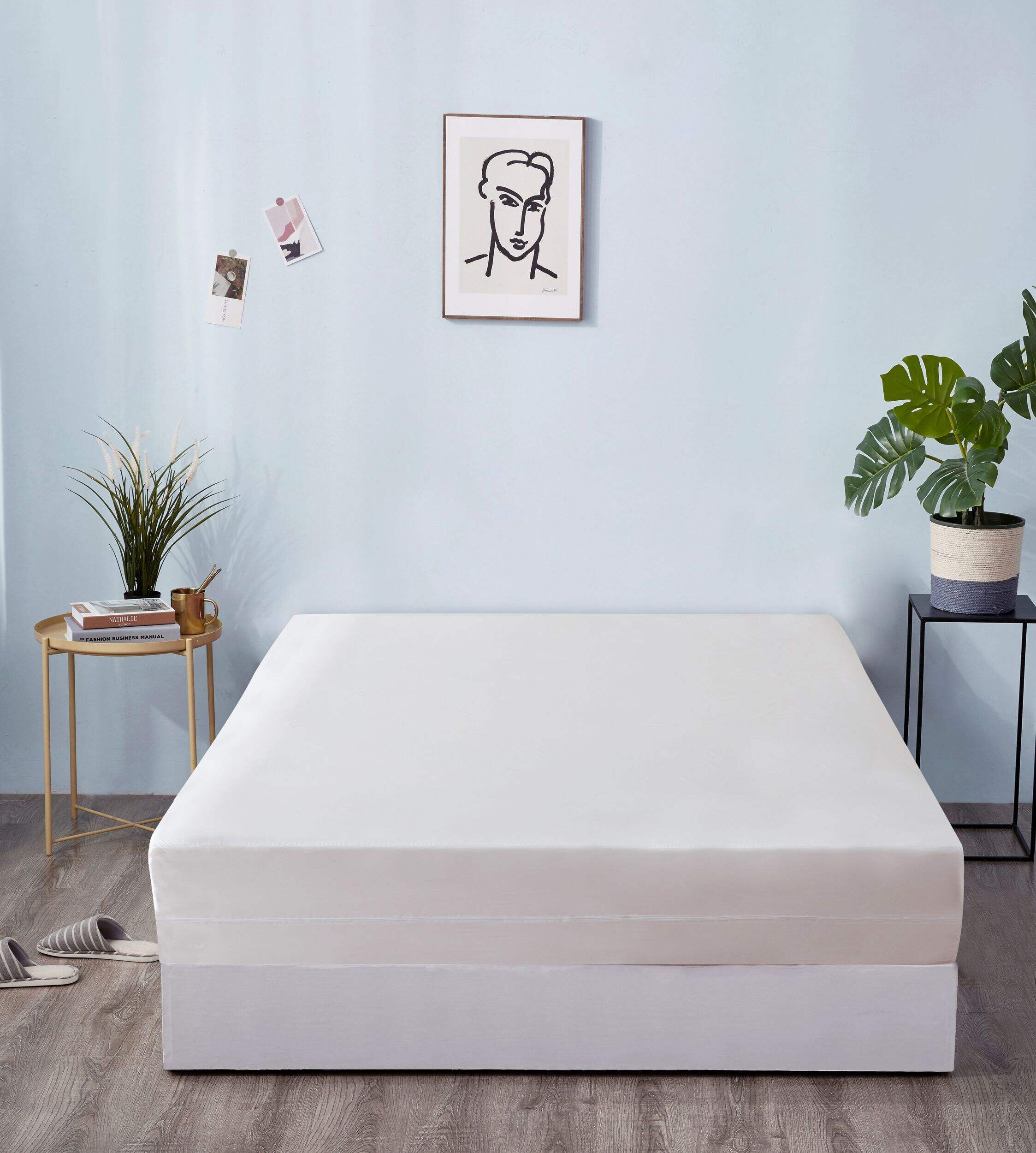 For Living 100% Vinyl Zippered Mattress Protector, Full/Double, White Front_Elevated