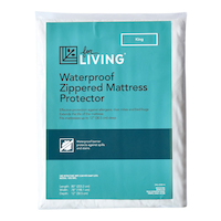 For Living Vinyl Zippered Mattress Protector, King, White Front_Flat