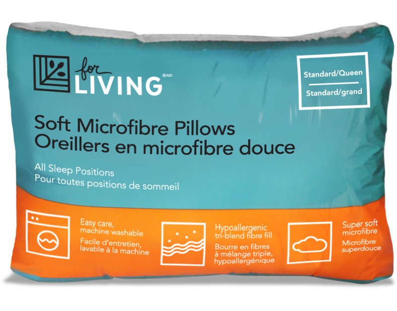 For Living Super Soft Microfibre Pillows, Standard/Queen, 28in x 20in