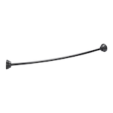 For Living Dual Mount Curved Adjustable Shower Curtain Tension Rod, Black, 50 to 72-in Front_Three_Fourths_Angled_Right