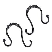 Crochets doubles pour rideaux de douche en aluminium antirouille For Living, noir, paq. 12 Front_Flat