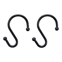Crochets décoratifs en « S » pour rideau de douche For Living en métal antirouille, noir, paq. 12 Overhead_Flat