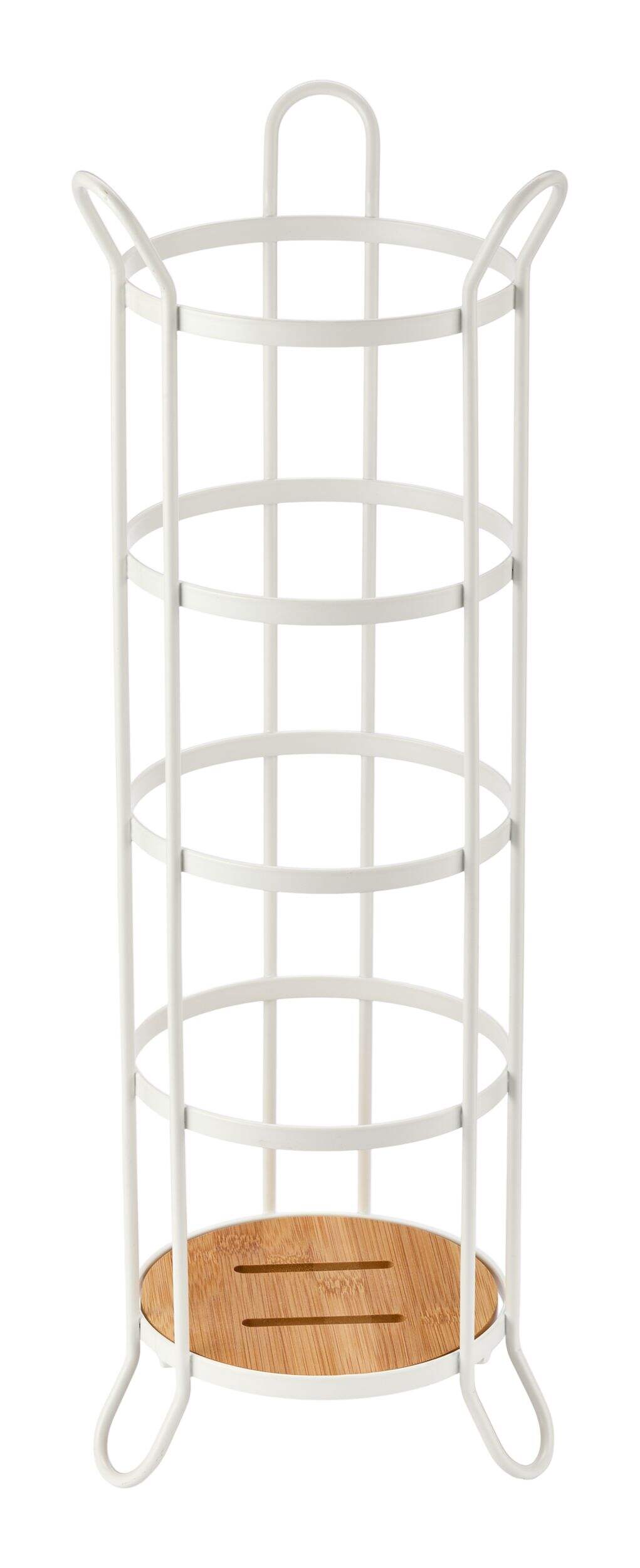 Type A Bamboo Tall Toilet Paper Holder, White/Natural Front_Elevated