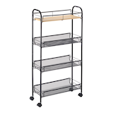 Chariot de rangement mince Type A en treillis métallique à 4 niveaux, noir, 17,2x32,6 po Front_Three_Fourths_Angled_Right