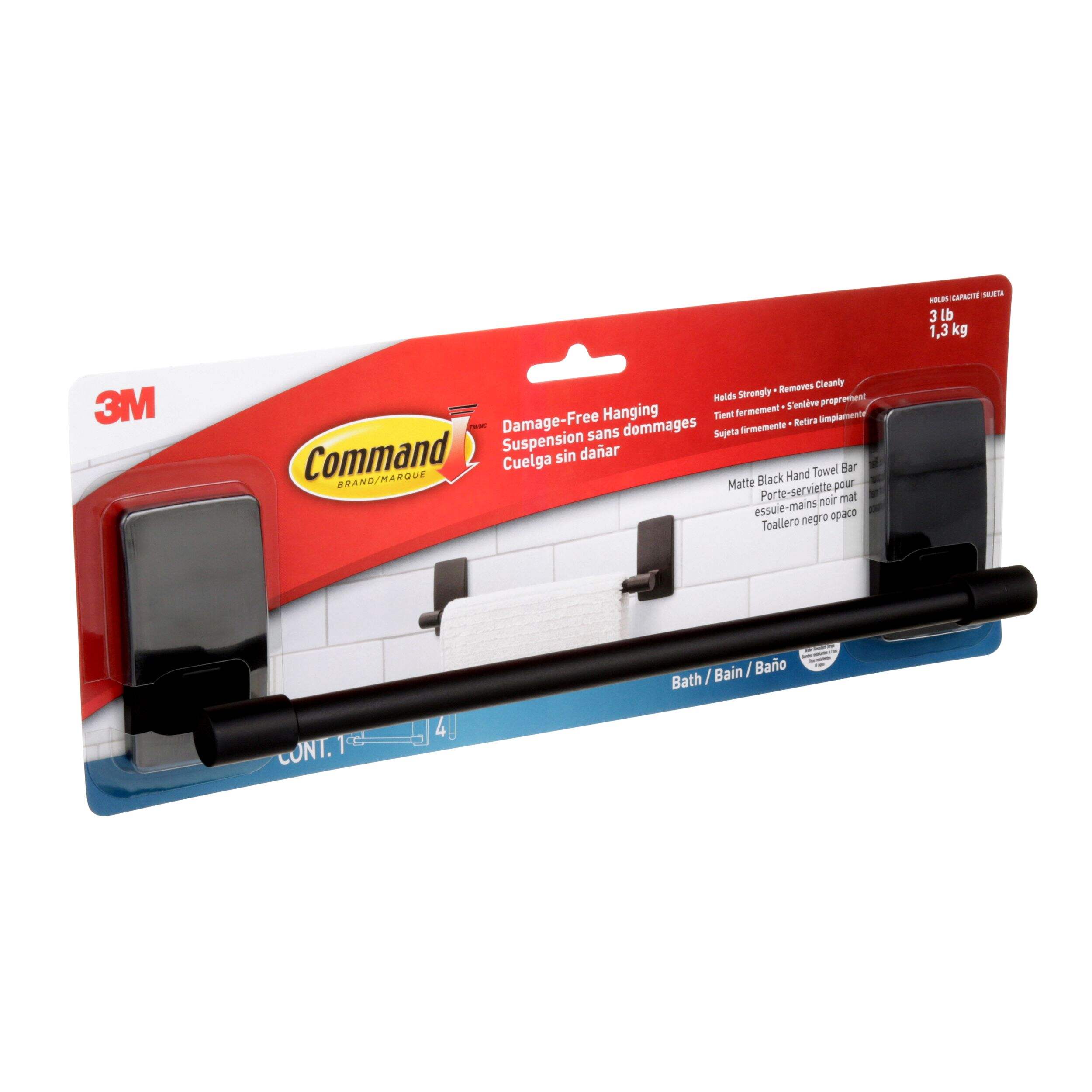 Command Bath Hand Towel Bar, Matte Black, 3lb Canadian Tire