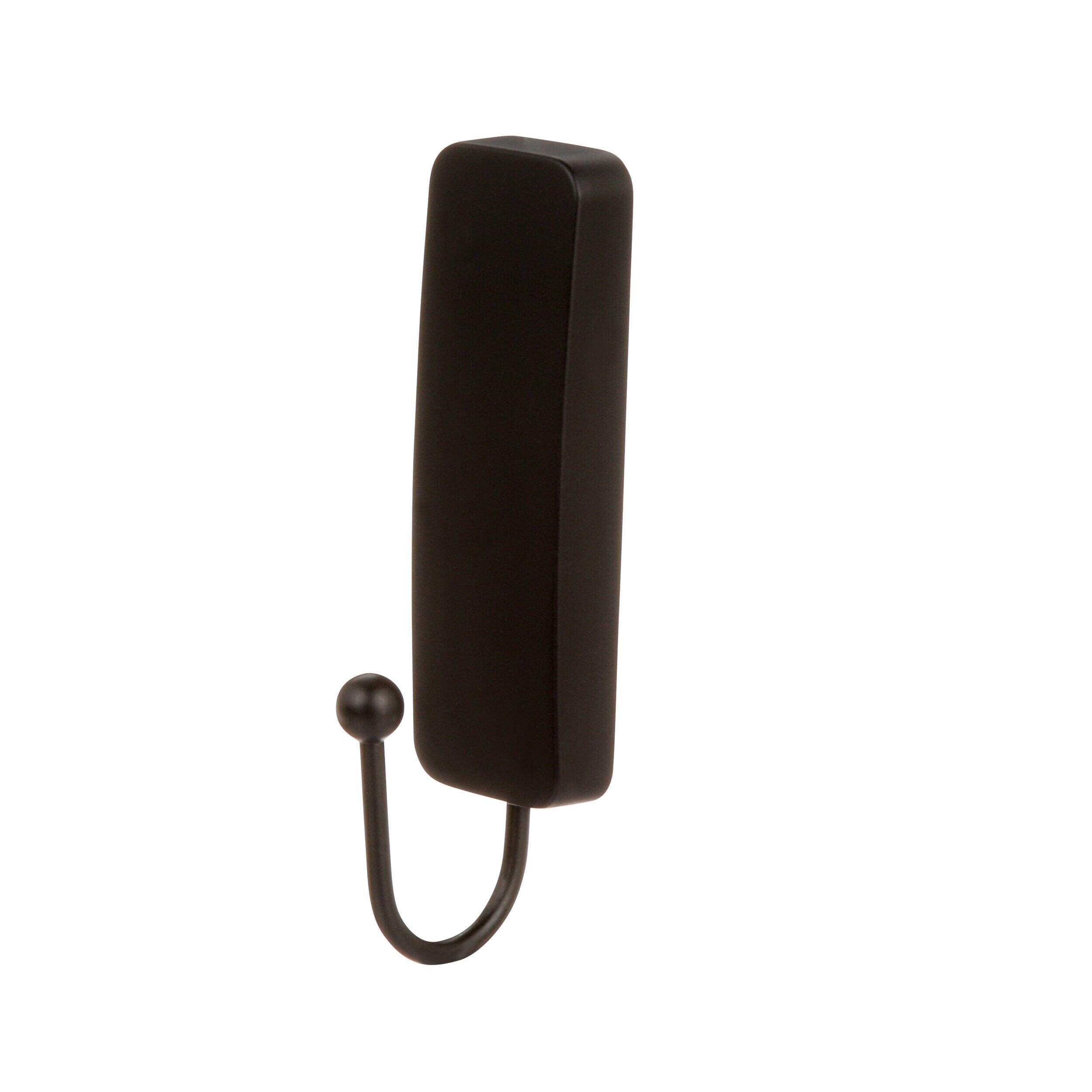 Command Bath Medium Hooks, Matte Black Front_Three_Fourths_Angled_Left