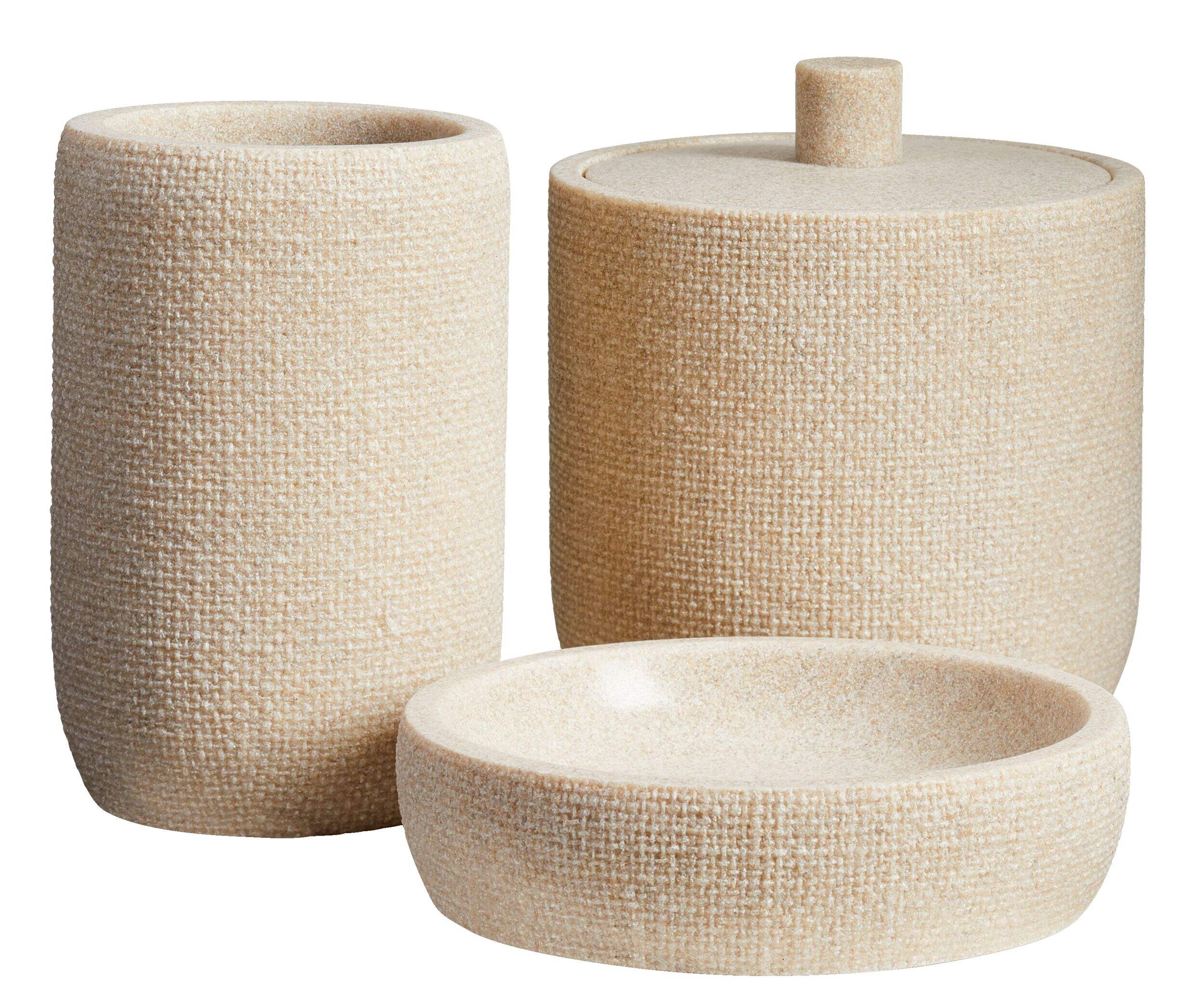 CANVAS Sandstone Cotton Ball Holder Front_Elevated