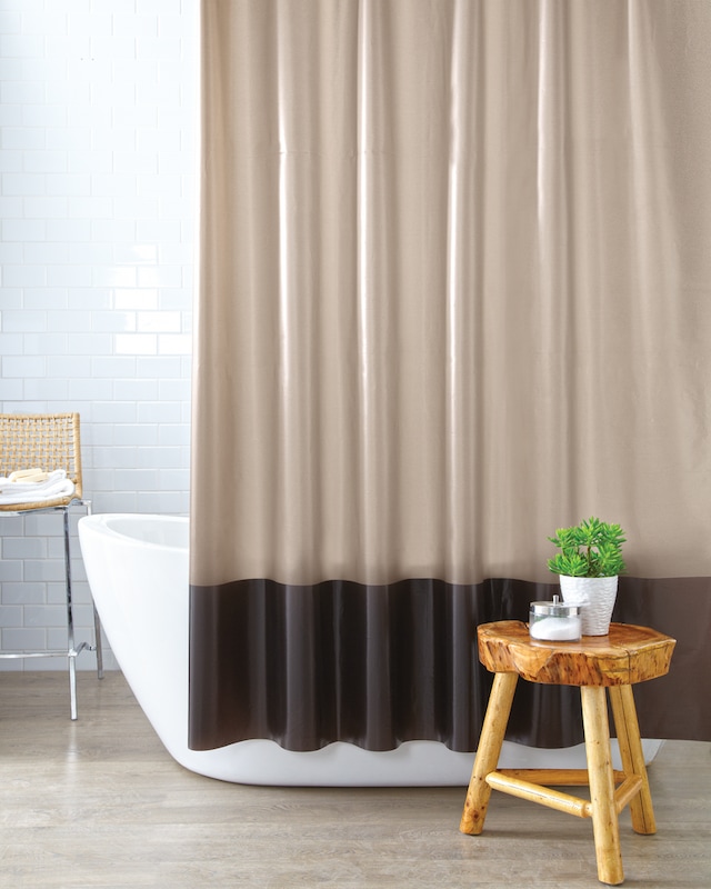 Cleanse Banded Vinyl Shower Curtain, Chocolate Canadian Tire