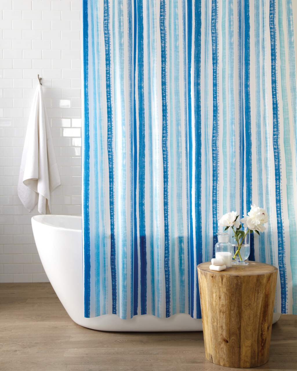 Cleanse Brushstroke Shower Curtain, Blue