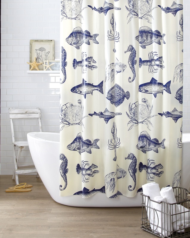 Cleanse Marina Shower Curtain, Navy Canadian Tire