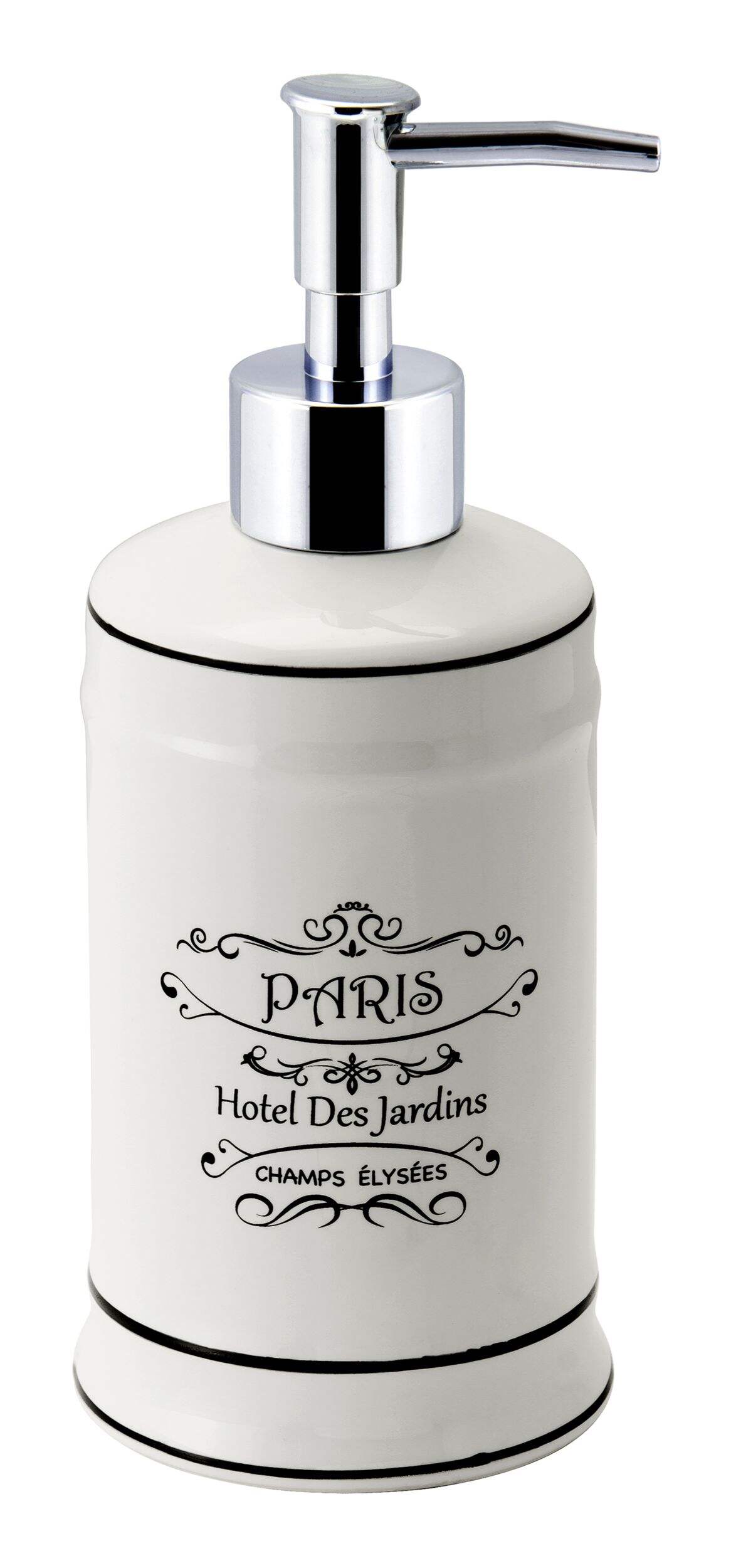 For Living Apothecary Ceramic Soap Dispenser, White, 340-ml Front_Elevated