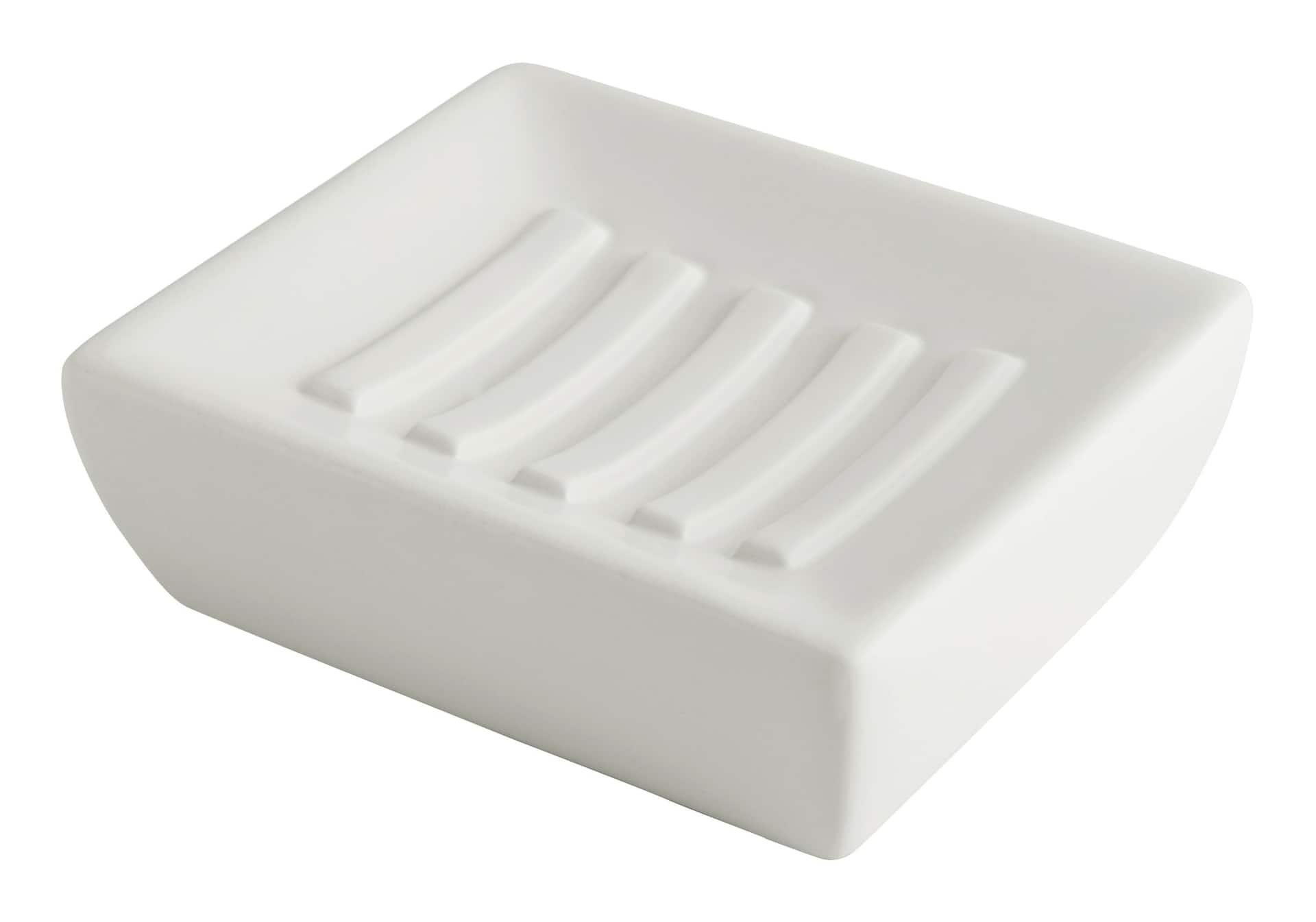 For Living Ceramic Soap Dish, White