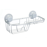 For Living Aluminum Rust-Resistant Suction Basket Shower Caddy with Hook, 3-in x 11-in x 5-in