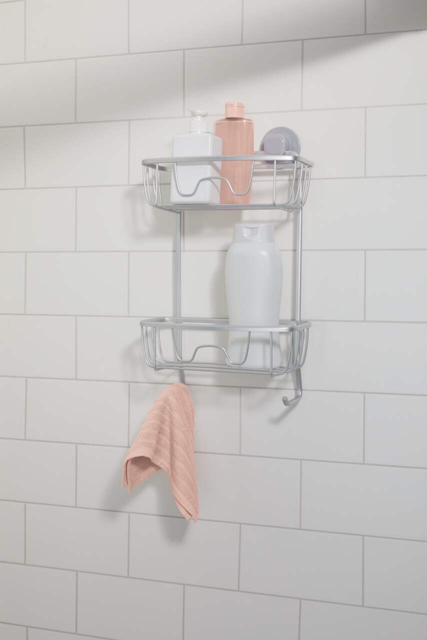Range-accessoires de luxe sur montant à tension Hometrends pour la  baignoire et la douche, chrome brossé 