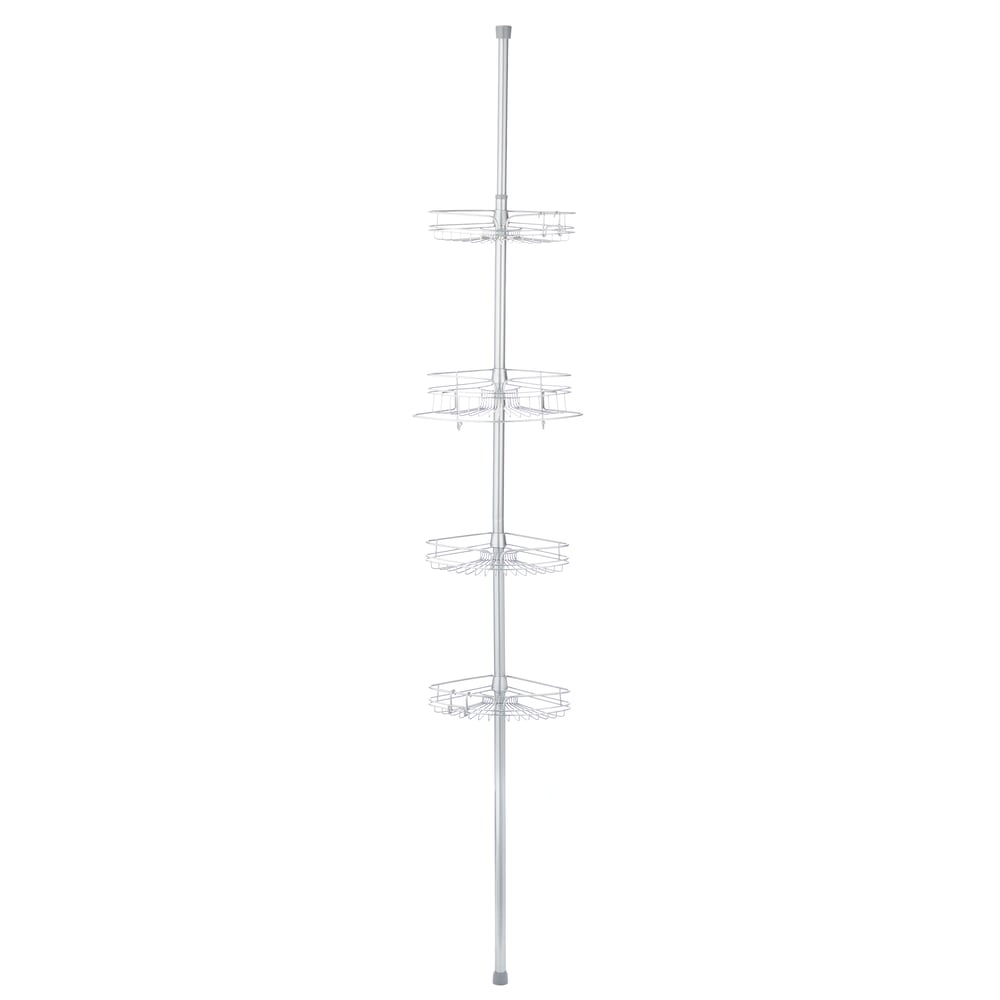 For Living RustResistant Adjustable Shelves Tension Pole Shower Caddy