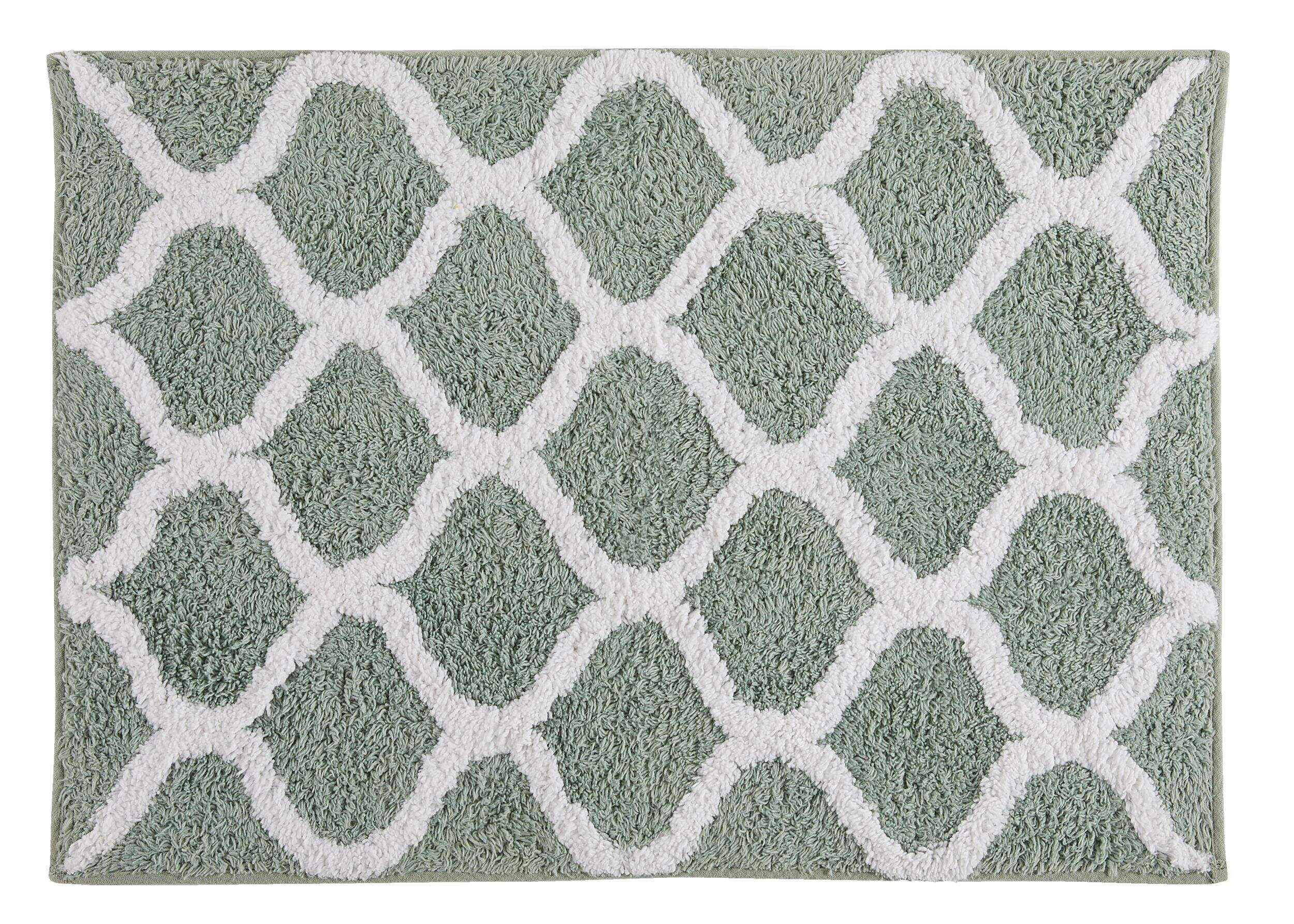For Living Tufted Bathroom Mat, Aqua, 17-in x 24-in Overhead_Flat