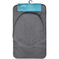 For Living Machine Wash Cotton Non-Slip Back Bath Mat Set, Assorted Colours, 3-pc Front_Flat