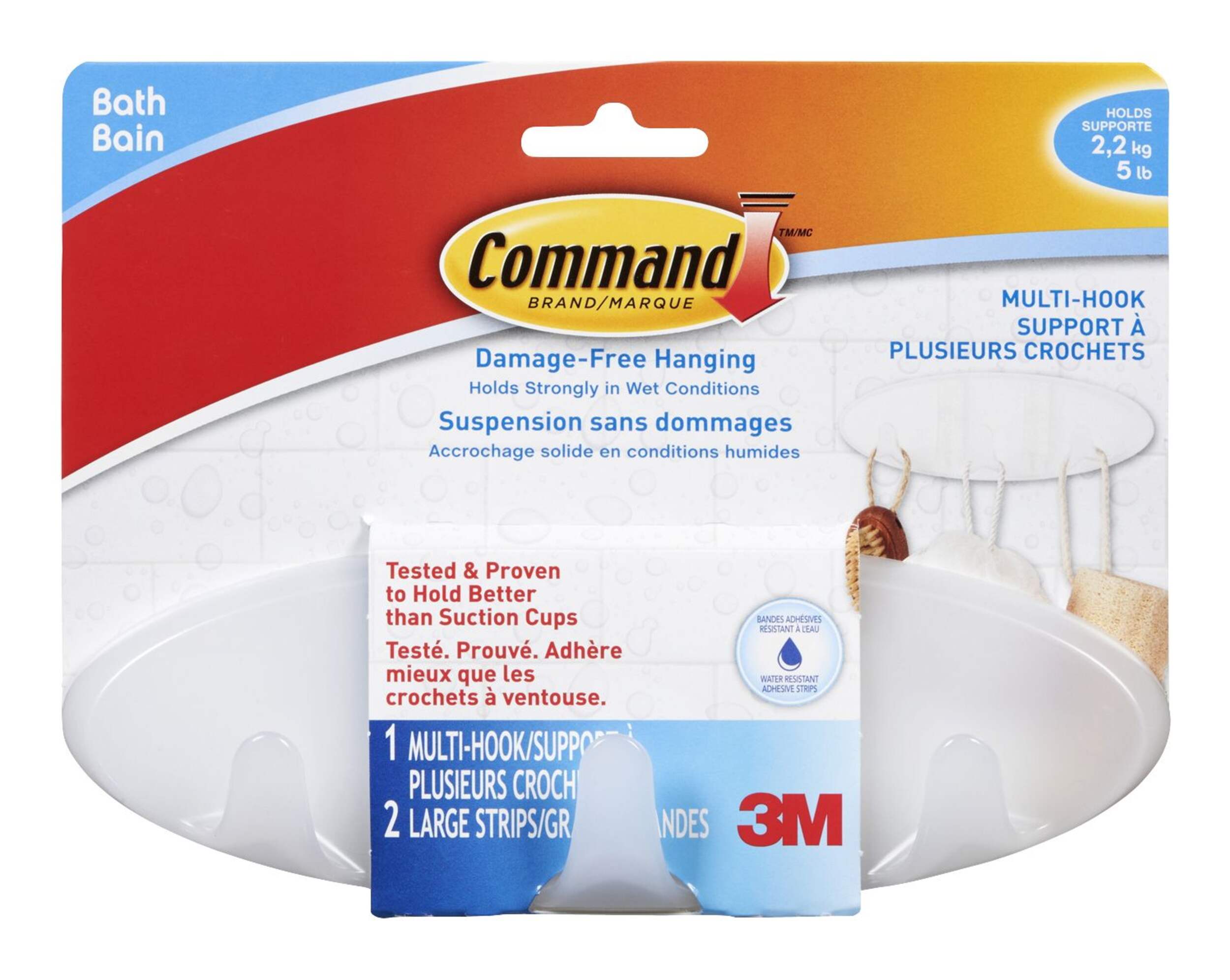 3M Command Multi-Purpose Bathroom Hook Front_Flat